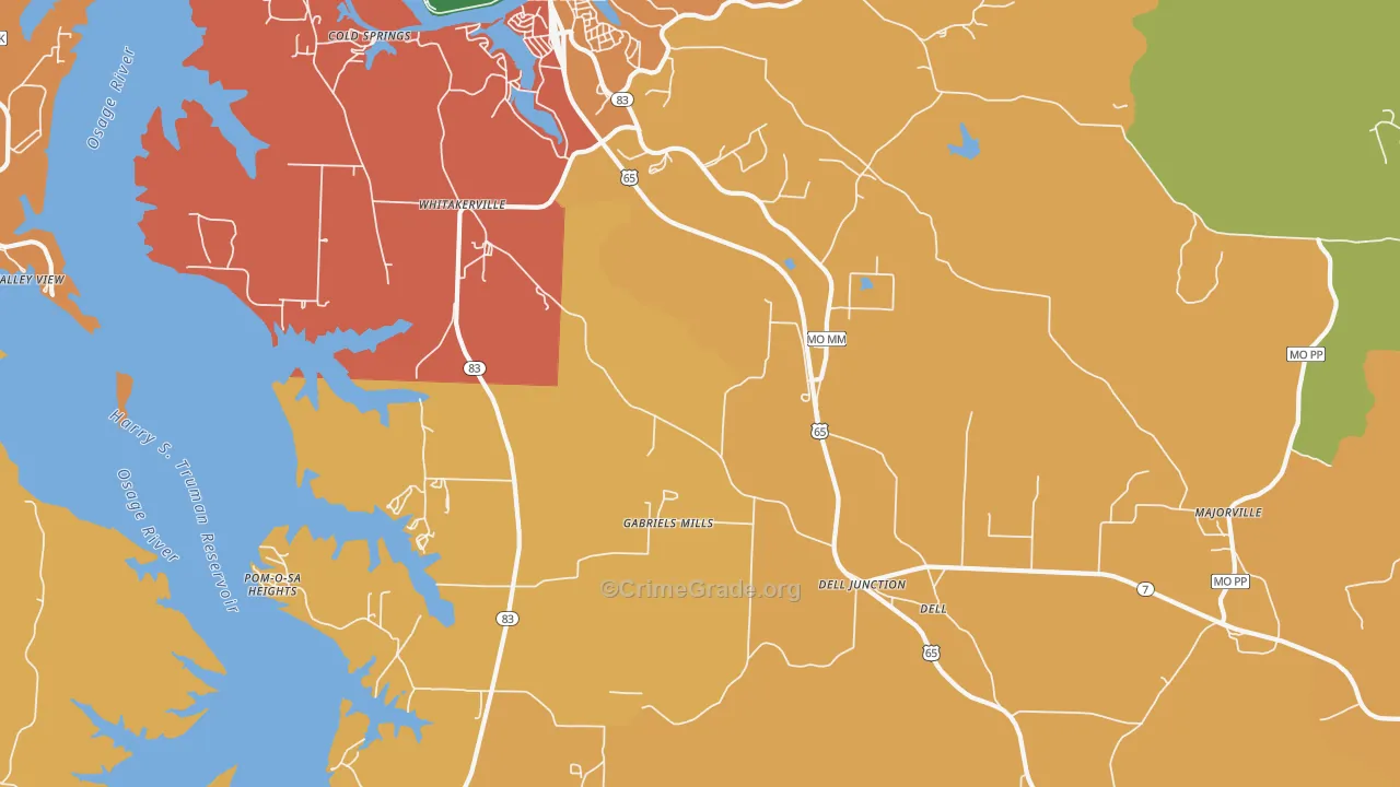 Whitakerville, MO Map of Assault Rates