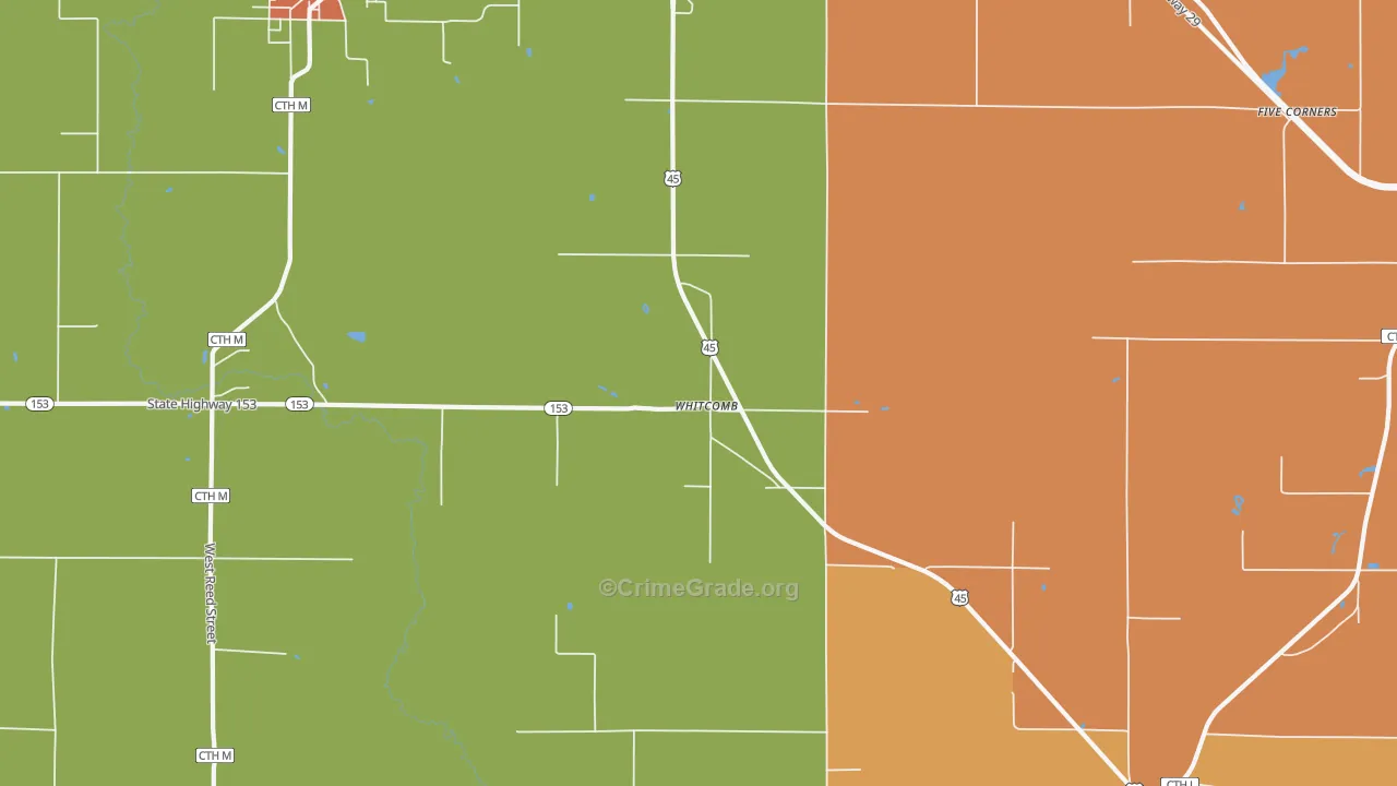 Whitcomb, WI Map of Assault Rates