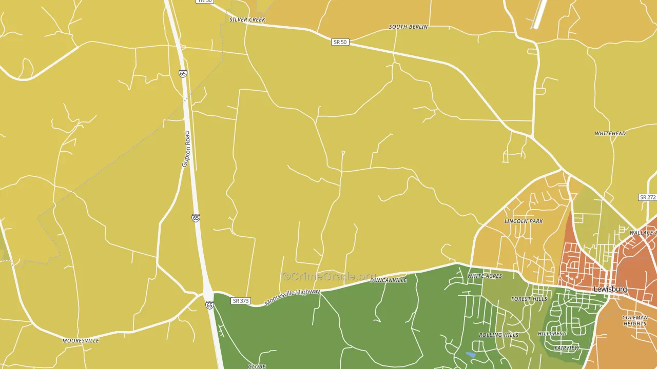 White Acres, TN Map of Assault Rates
