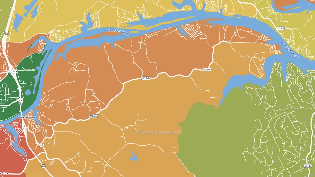 White Branch, MO Map of Assault Rates