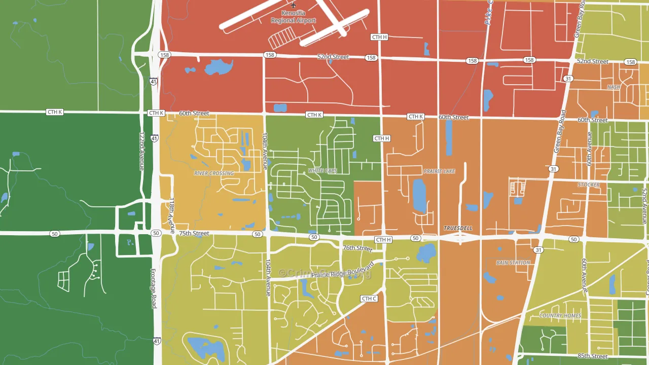 White Caps, Kenosha, WI Map of Assault Rates