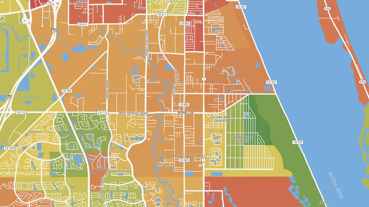 White City, Fort Pierce, FL Map of Assault Rates