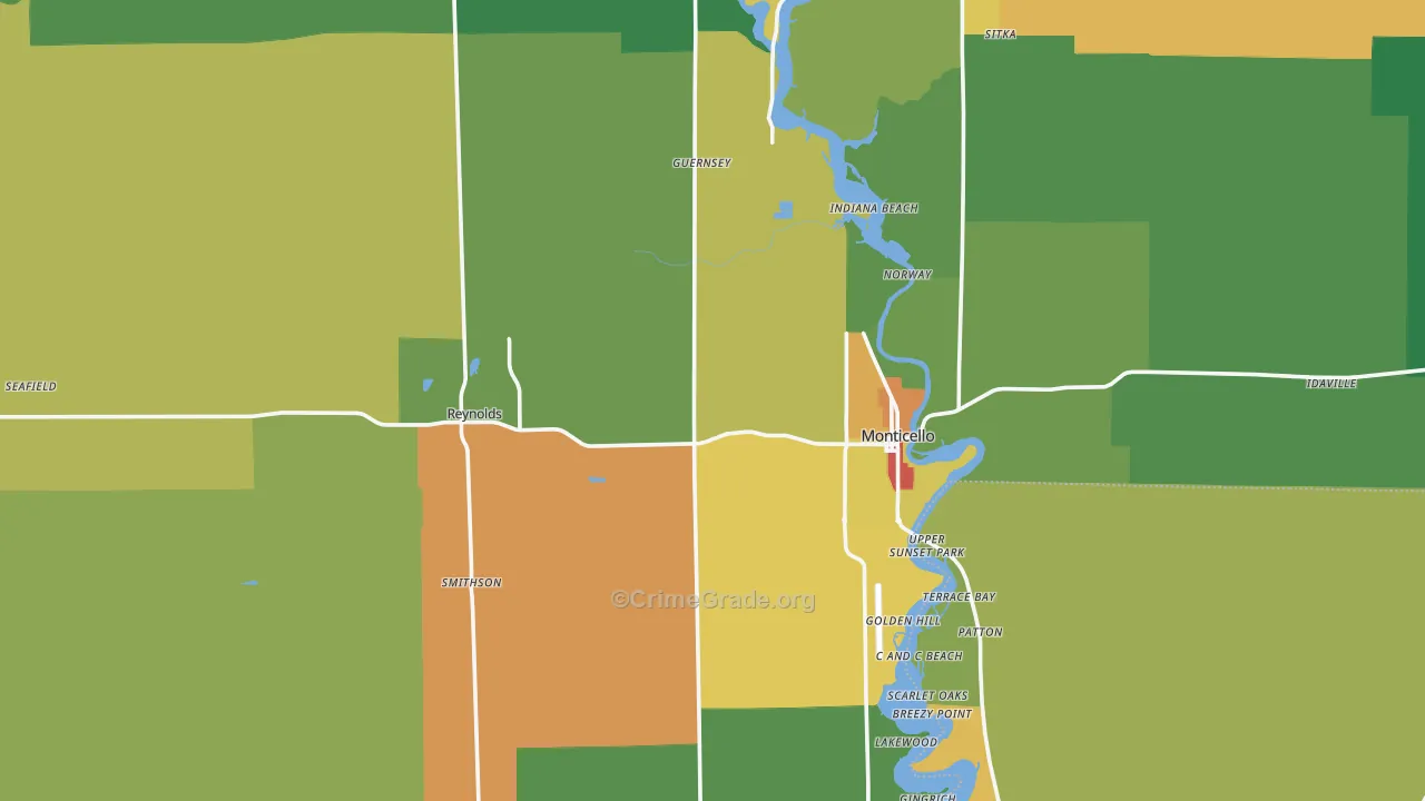 White County, IN Map of Assault Rates