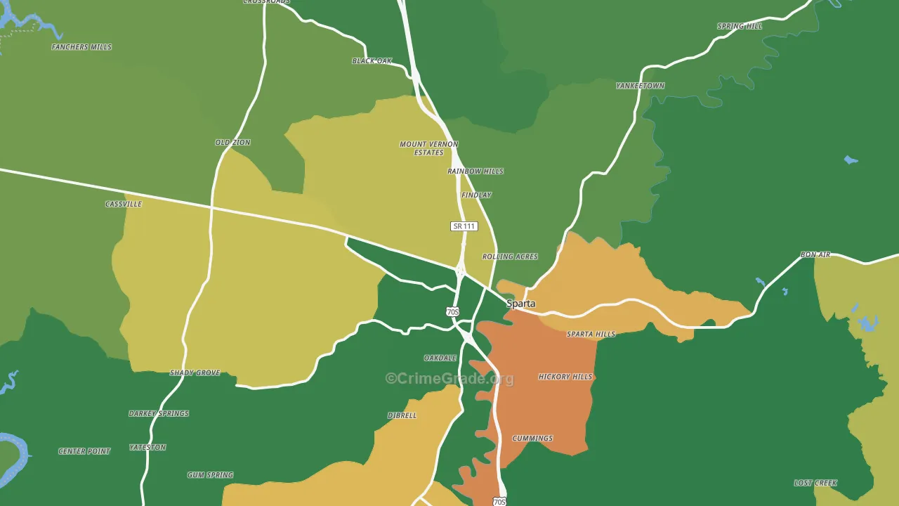 White County, TN Map of Assault Rates