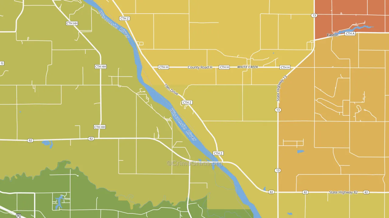 White Creek, WI Map of Assault Rates