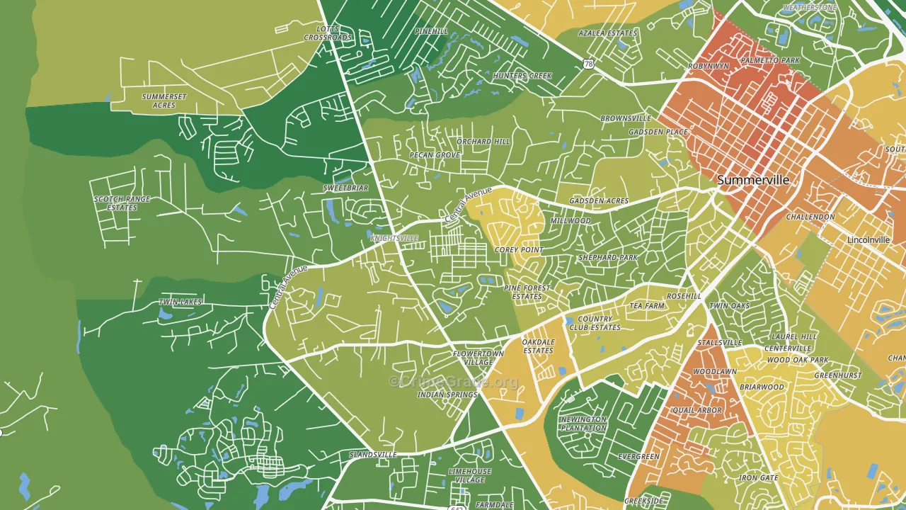 White Gables, Summerville, SC Map of Assault Rates