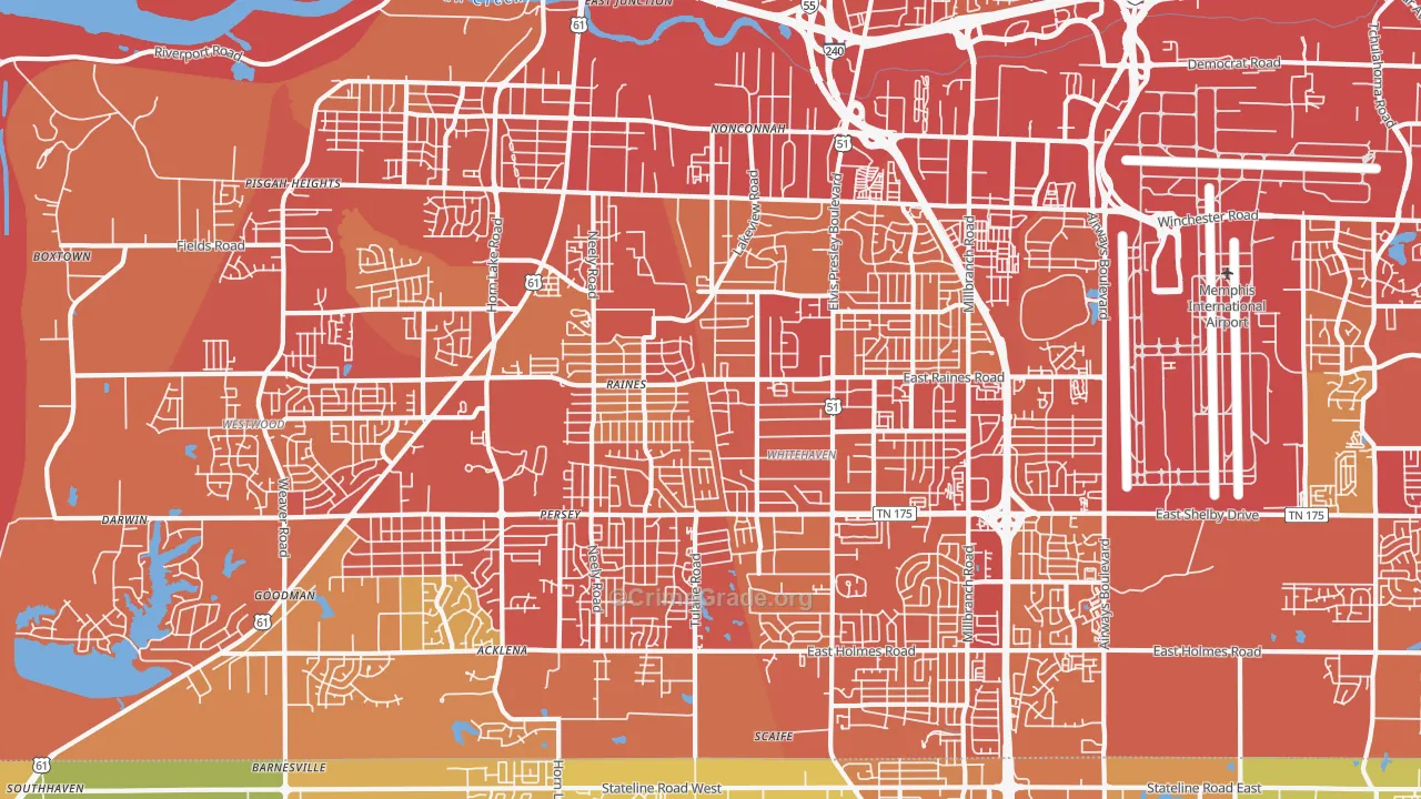 White Haven-Coro Lake, Memphis, TN Map of Assault Rates