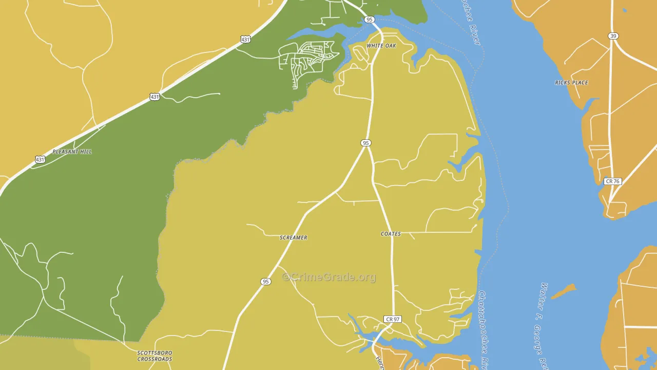 White Oak, AL Map of Assault Rates