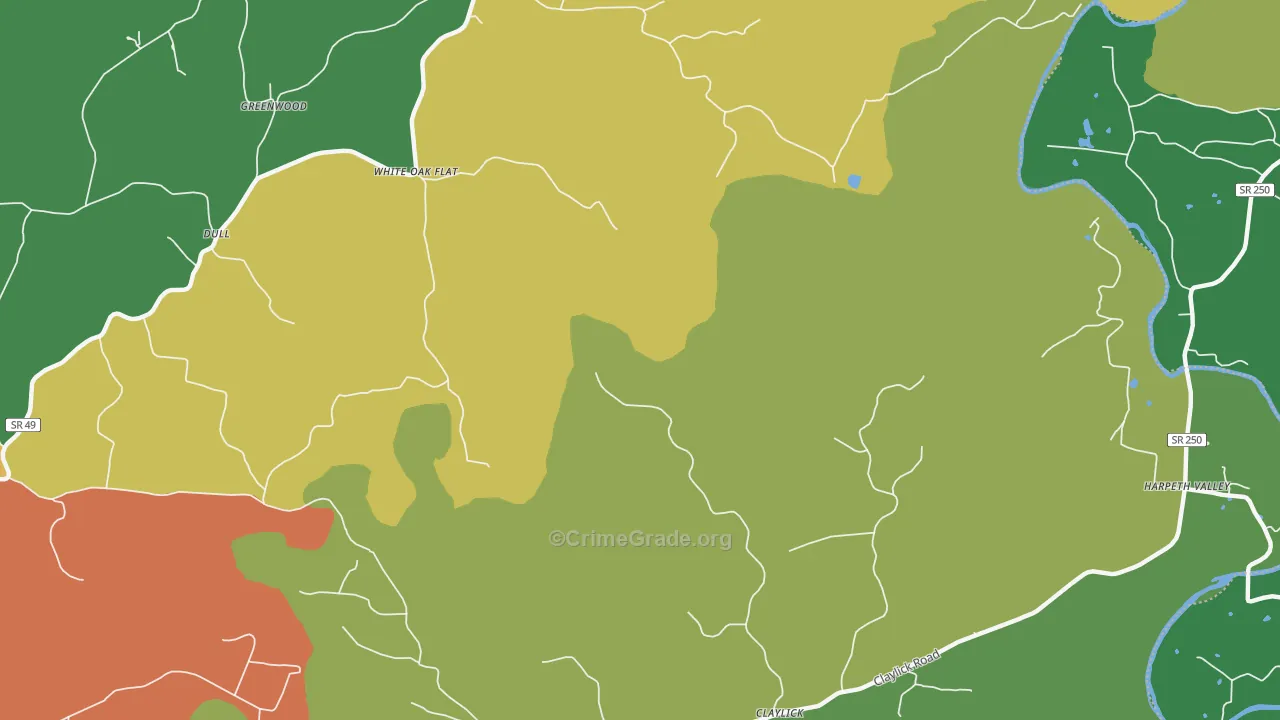 White Oak Flat, TN Map of Assault Rates
