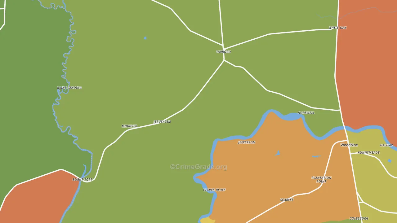 White Oak, GA Map of Assault Rates