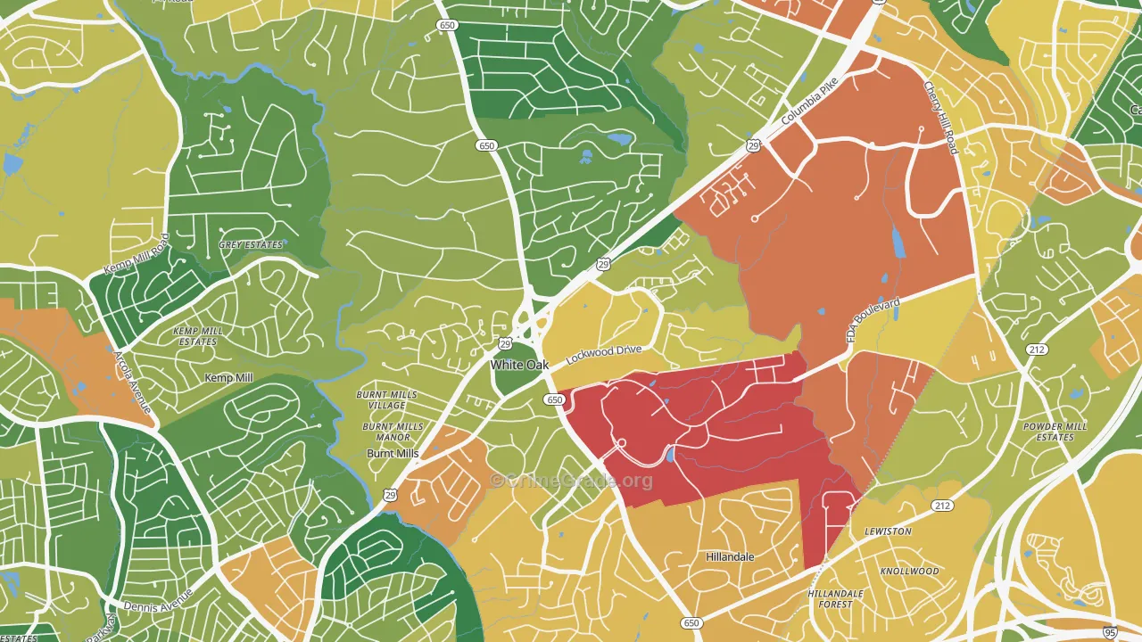 White Oak, MD Map of Assault Rates
