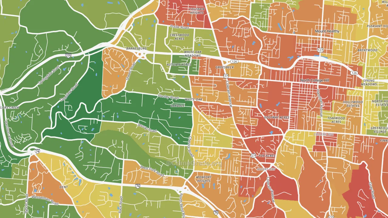 White Oak, OH Map of Assault Rates