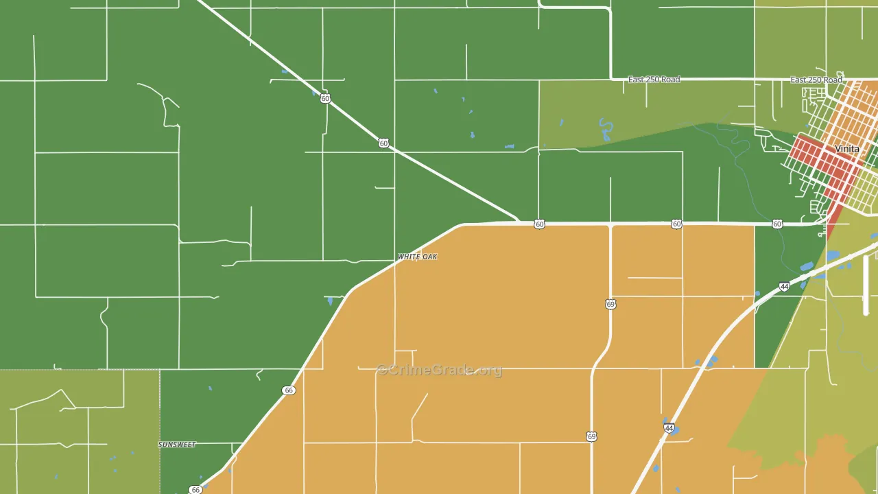 White Oak, OK Map of Assault Rates