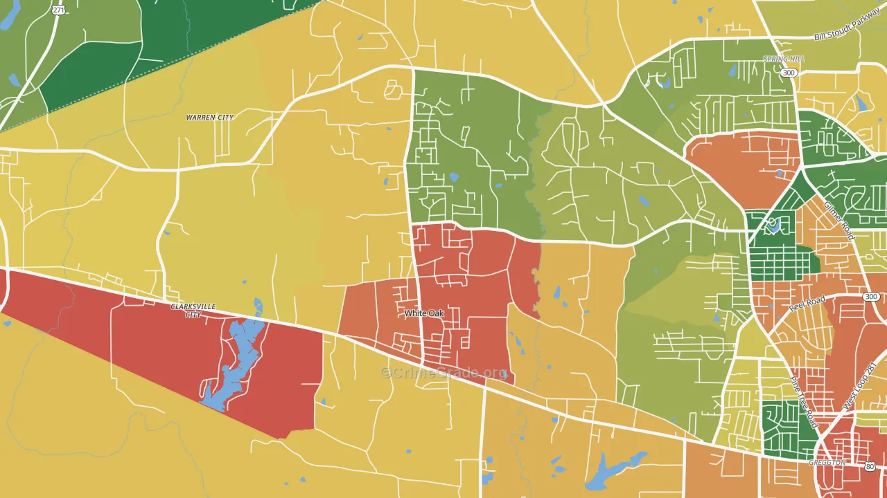White Oak, TX Map of Assault Rates