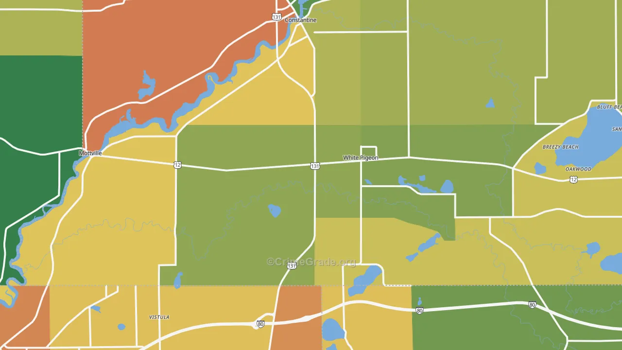 White Pigeon, MI Map of Assault Rates