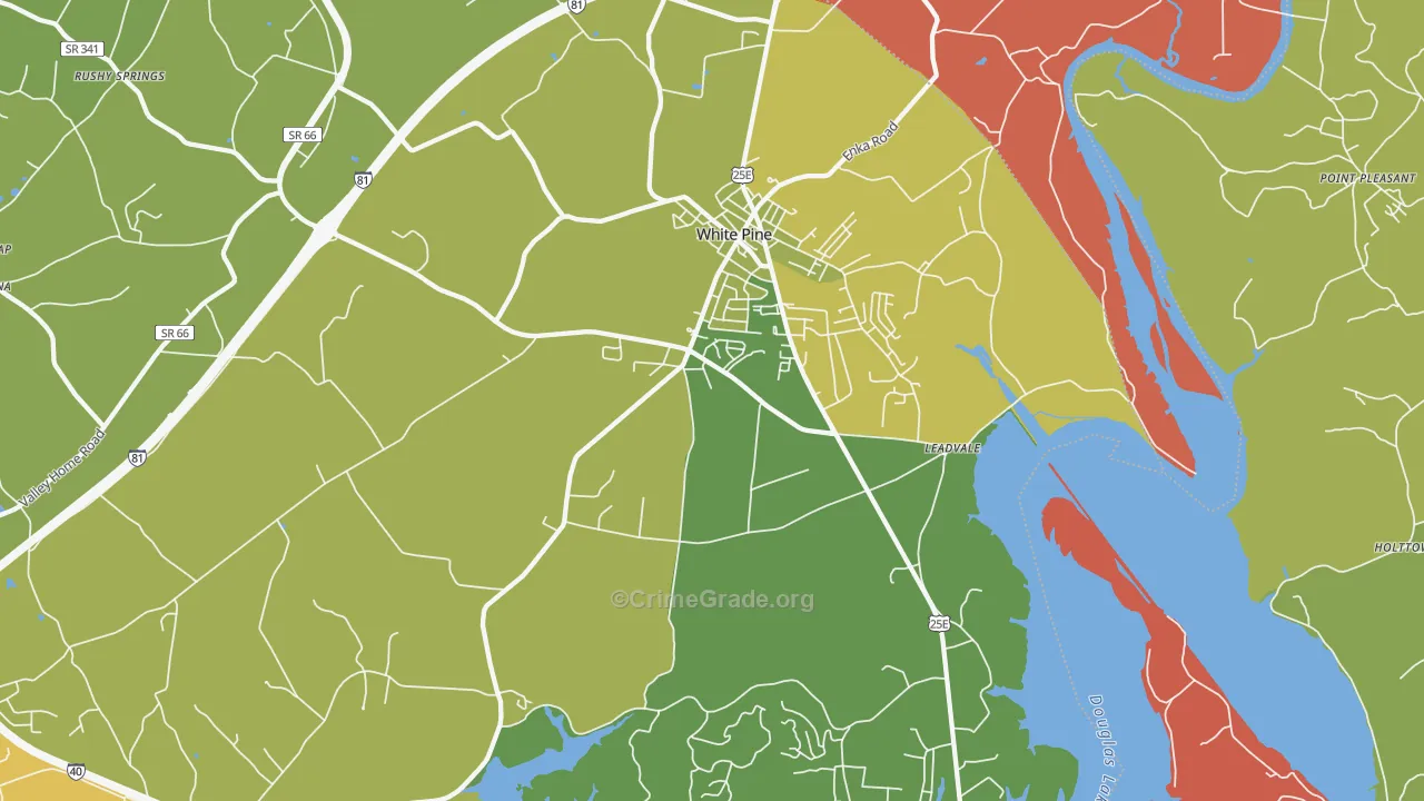 White Pine, TN Map of Assault Rates