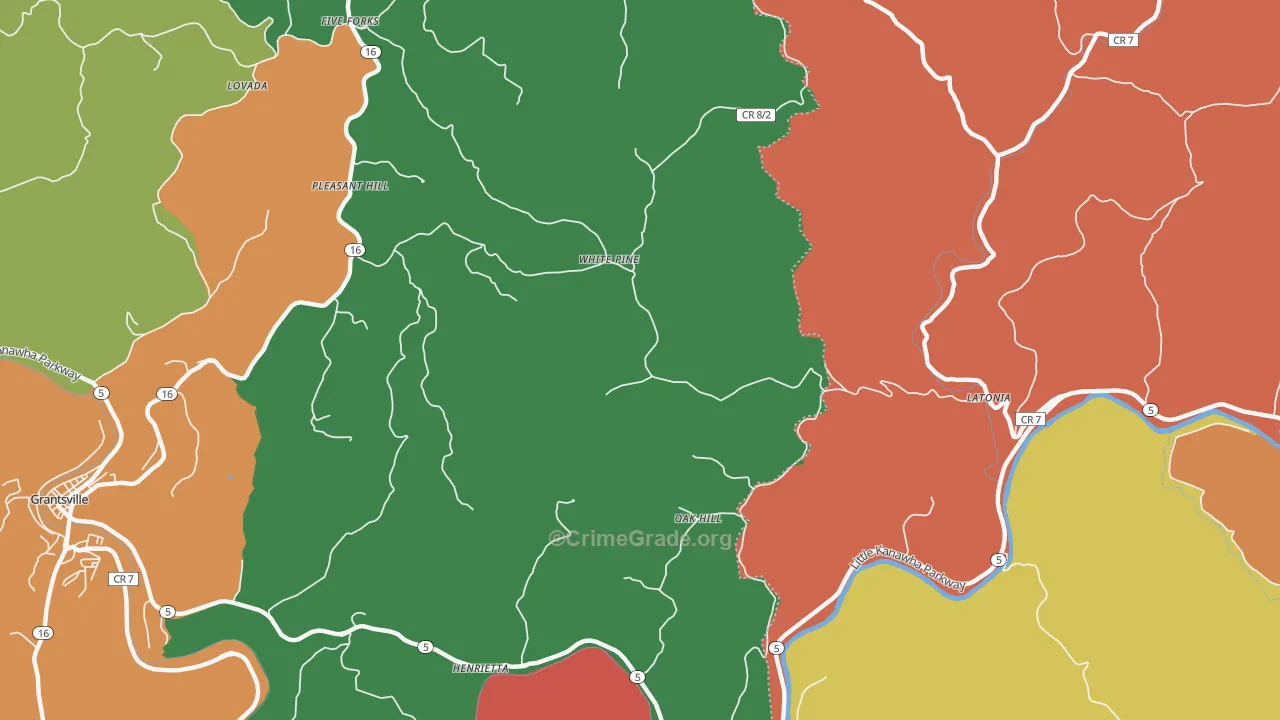 White Pine, WV Map of Assault Rates