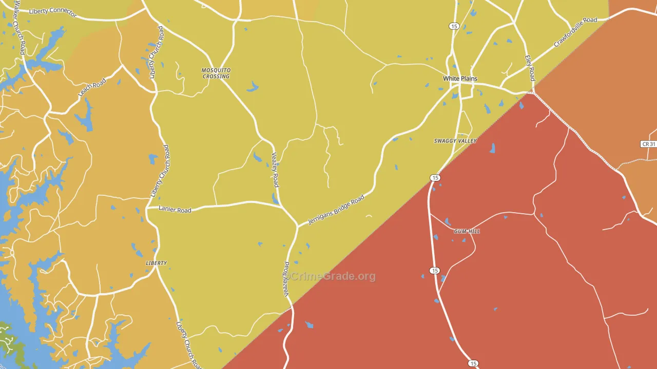 White Plains, GA Map of Assault Rates