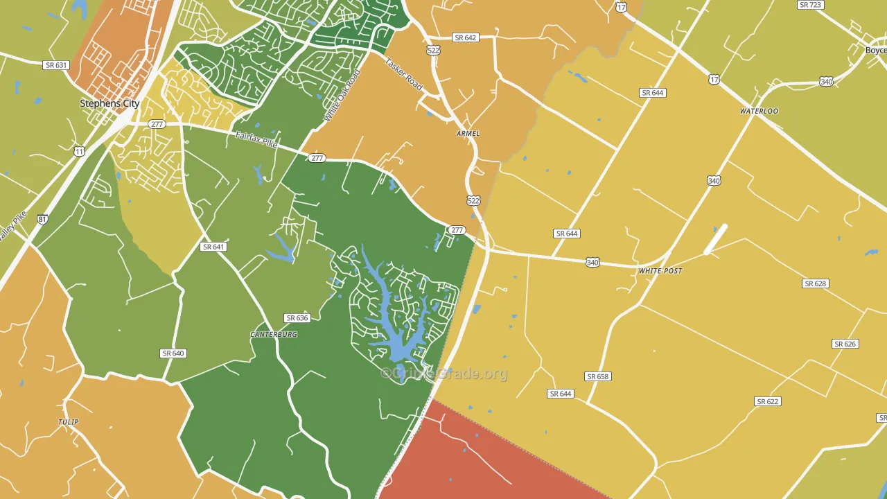 White Post, VA Map of Assault Rates