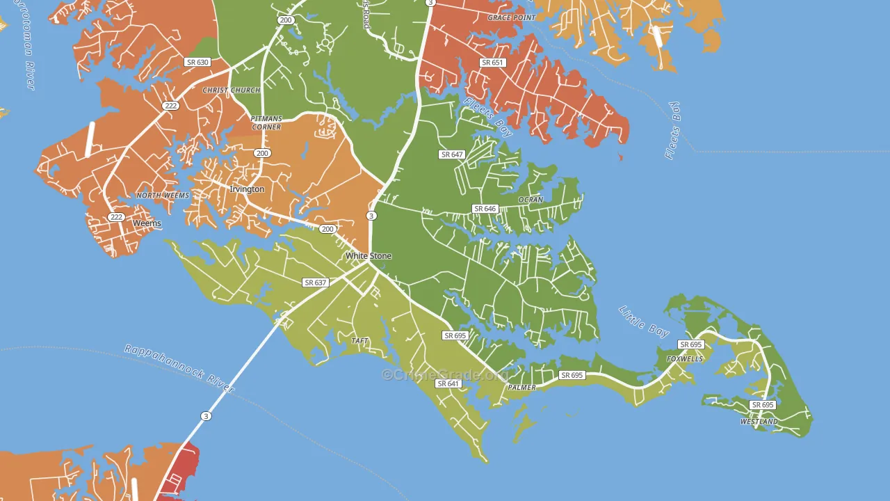 White Stone, VA Map of Assault Rates