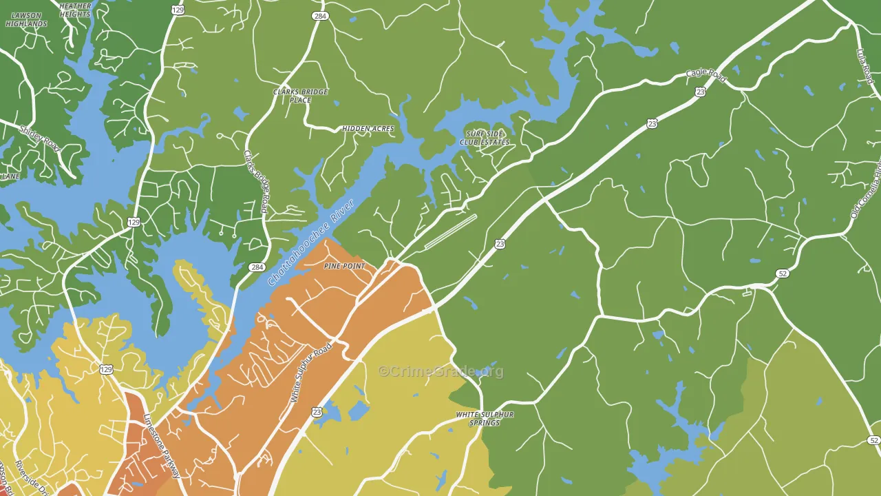 White Sulphur, GA Map of Assault Rates