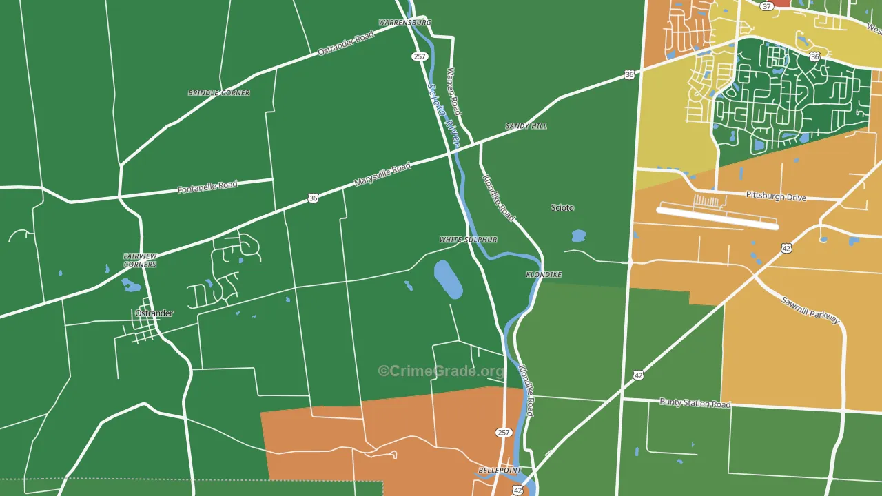 White Sulphur, OH Map of Assault Rates