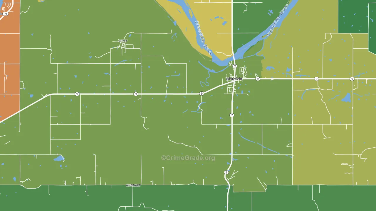 Whitefield, OK Map of Assault Rates