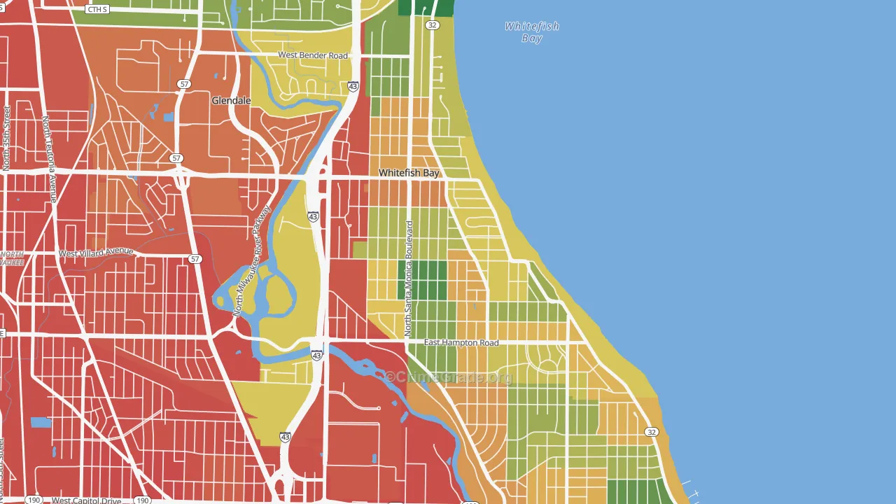Whitefish Bay, WI Map of Assault Rates