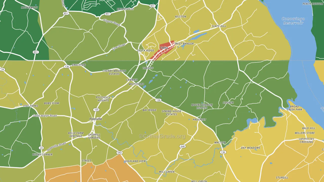 Whiteford, MD Map of Assault Rates