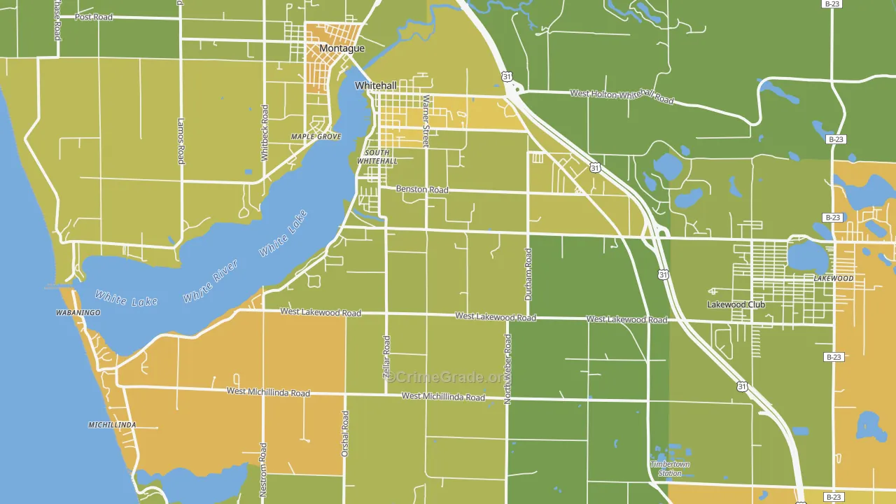 Whitehall, MI Map of Assault Rates
