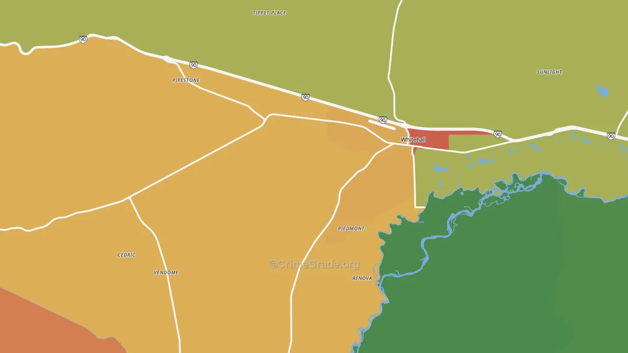 Whitehall, MT Map of Assault Rates