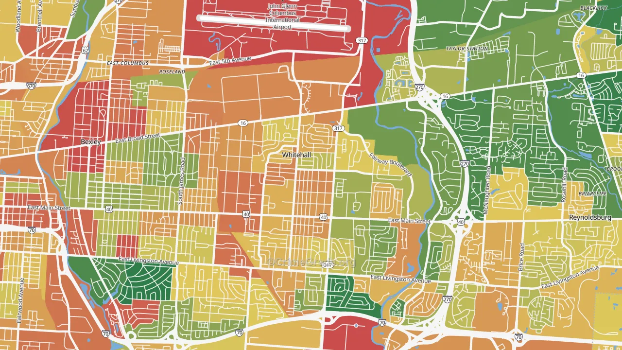 Whitehall, OH Map of Assault Rates