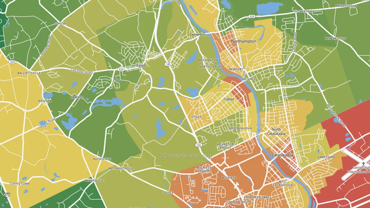 Whitehall, PA Map of Assault Rates