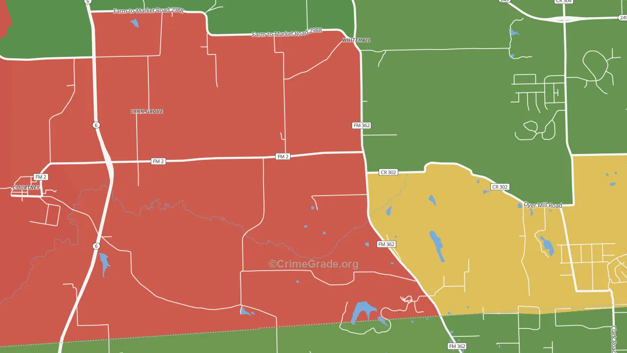 Whitehall, TX Map of Assault Rates