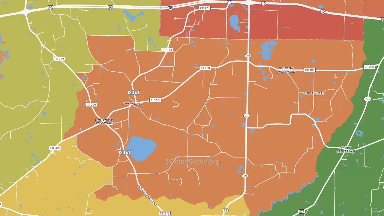 Whitehead Crossroads, FL Map of Assault Rates