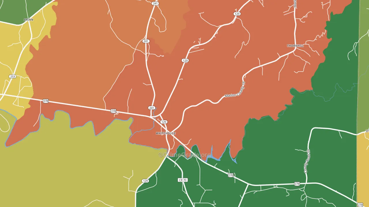 Whitehouse, AL Map of Assault Rates