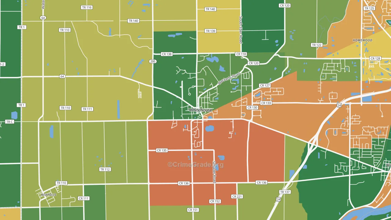 Whitehouse, OH Map of Assault Rates