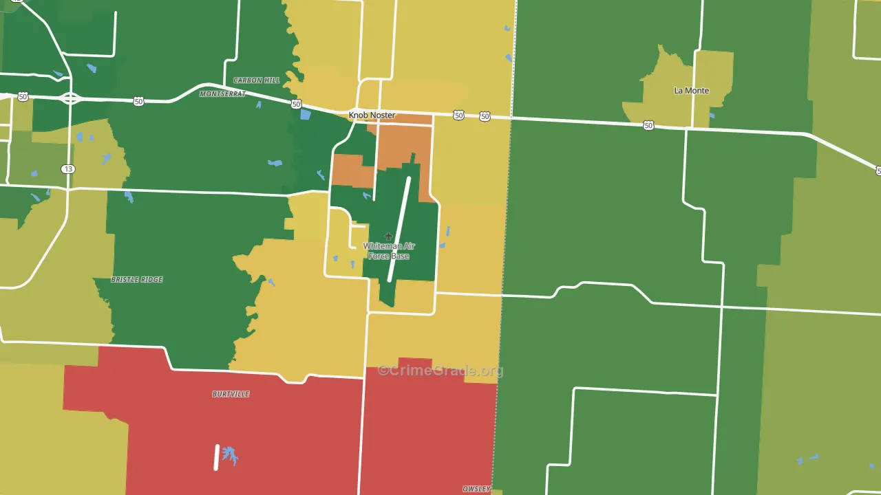 Whiteman Air Force Base, MO Map of Assault Rates