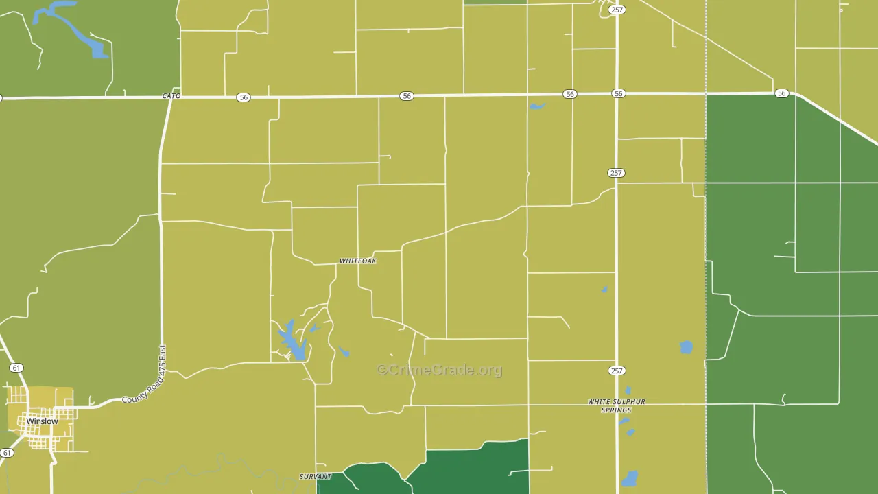Whiteoak, IN Map of Assault Rates