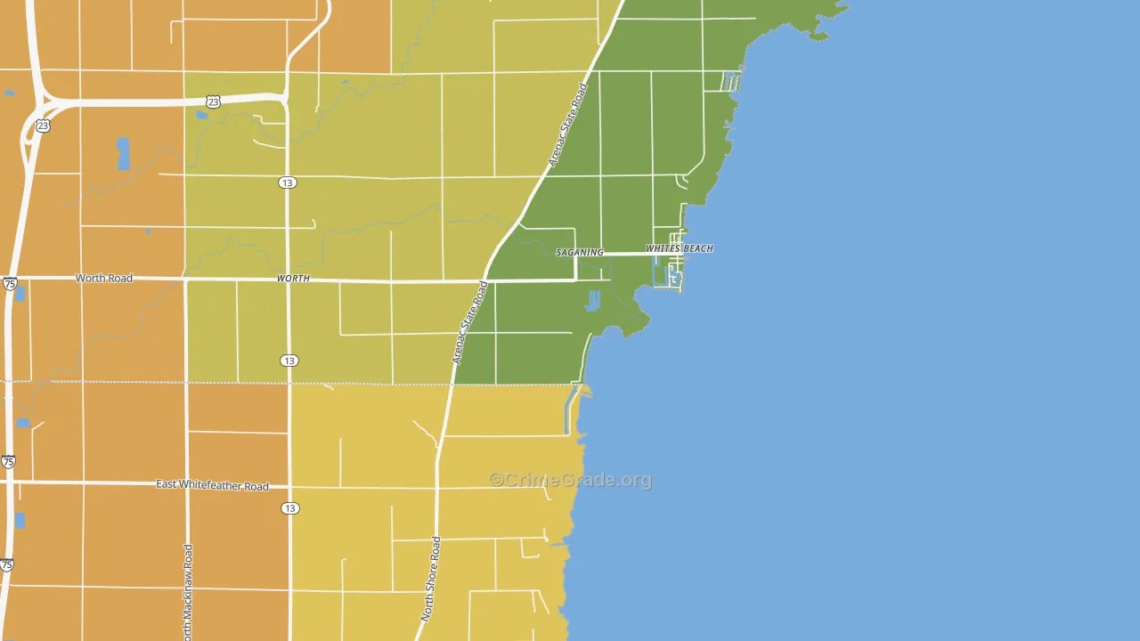 Whites Beach, MI Map of Assault Rates