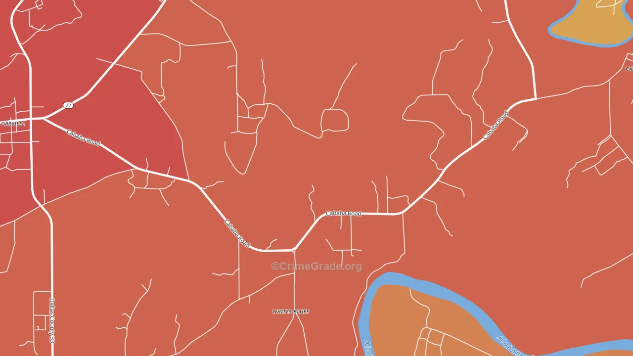 Whites Bluff, AL Map of Assault Rates