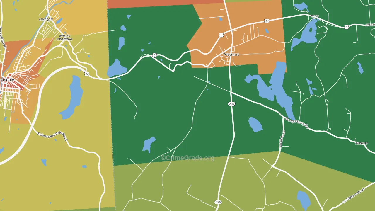 Whites Crossing, PA Map of Assault Rates