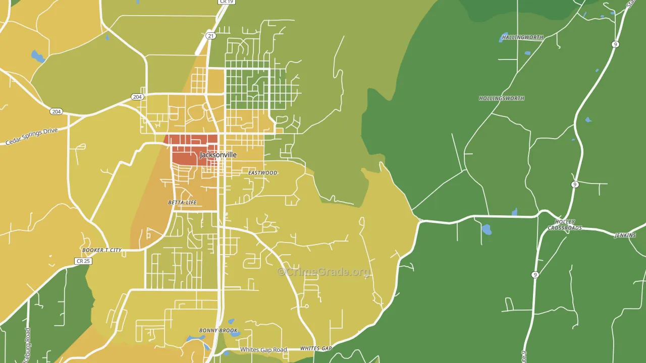 Whites Gap, AL Map of Assault Rates
