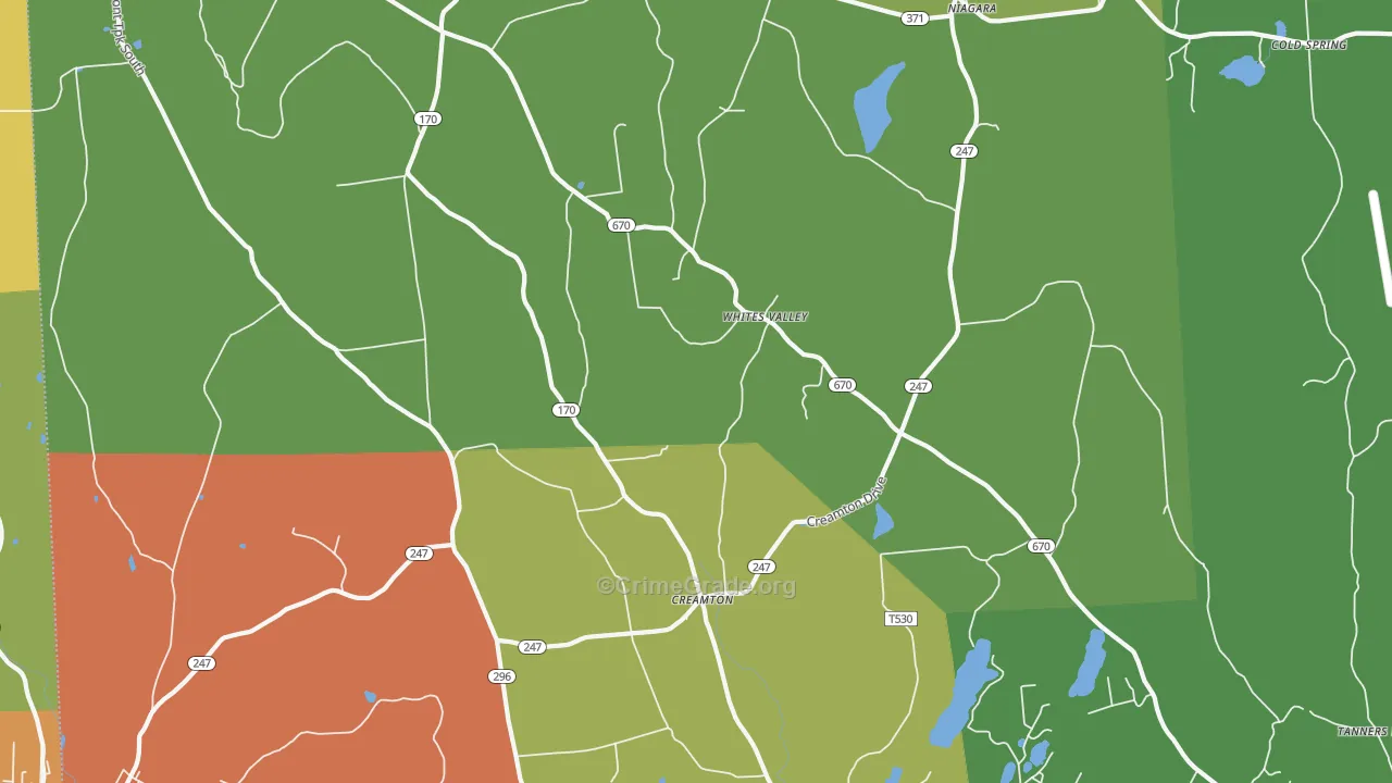 Whites Valley, PA Map of Assault Rates