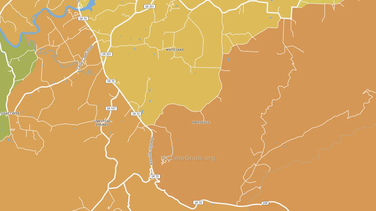 Whitesand, TN Map of Assault Rates