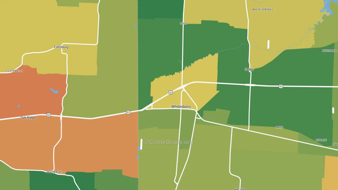 Whitesboro, TX Map of Assault Rates