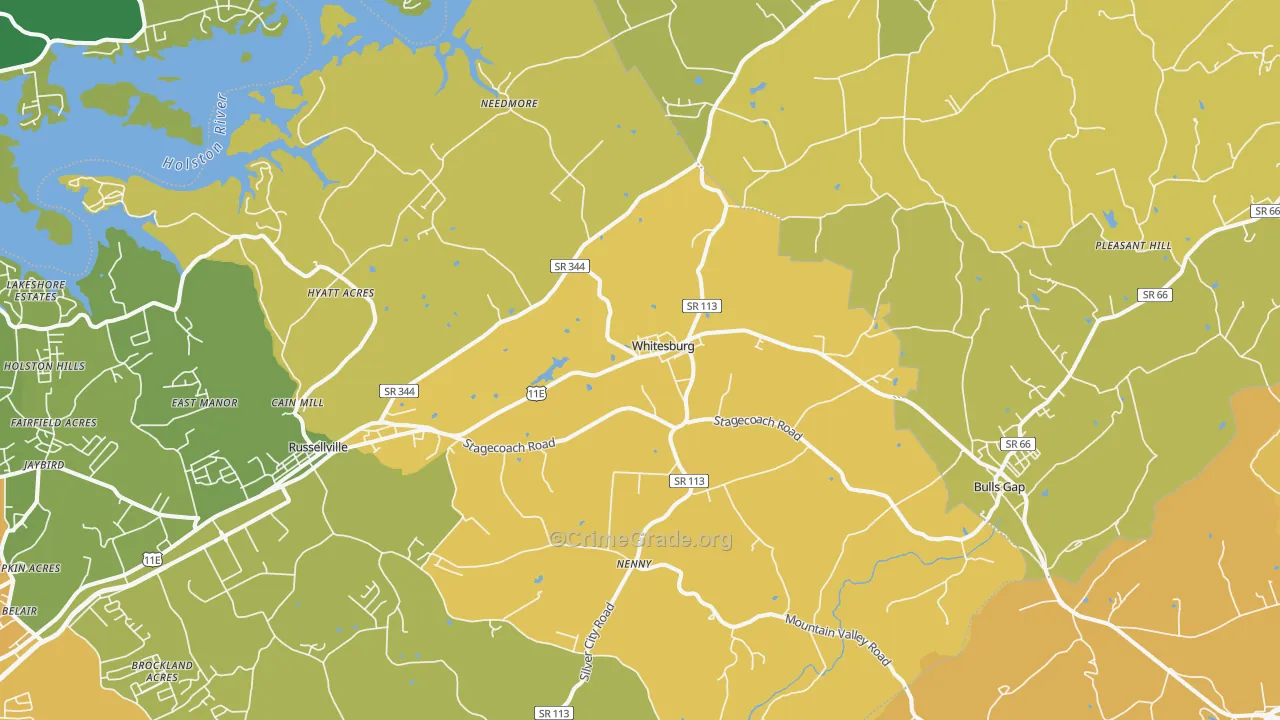 Whitesburg, TN Map of Assault Rates