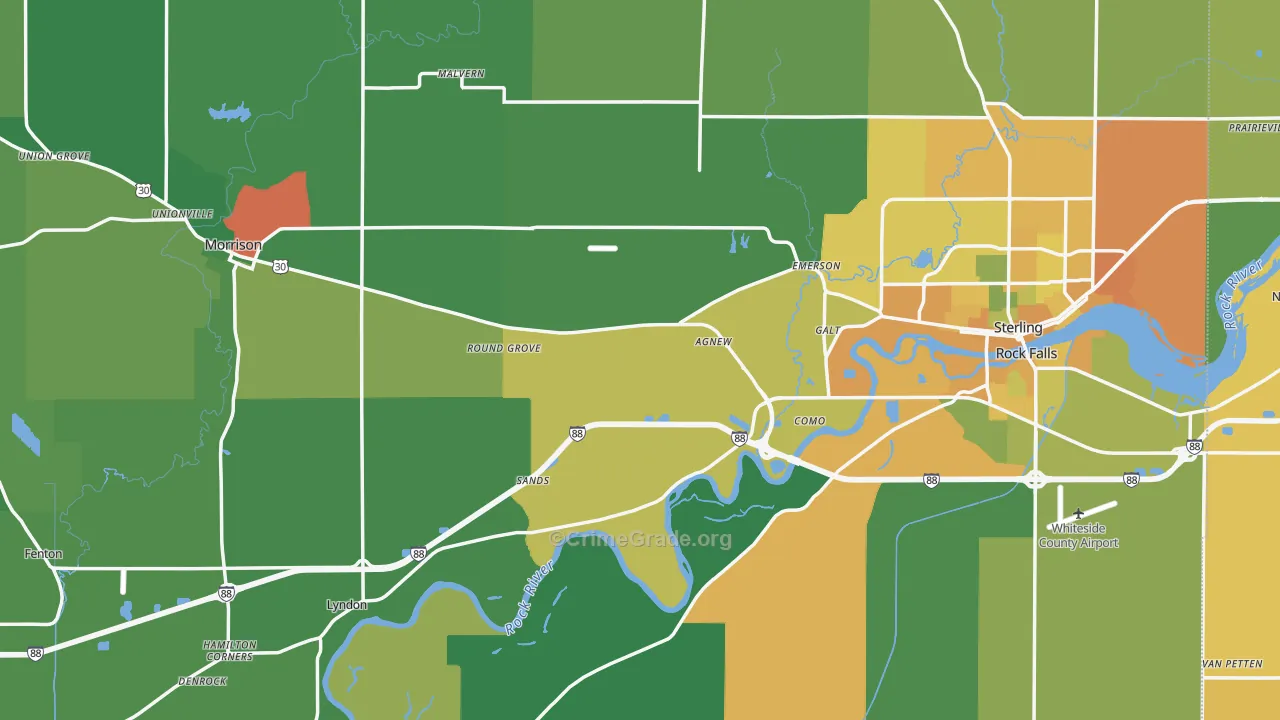 Whiteside County, IL Map of Assault Rates