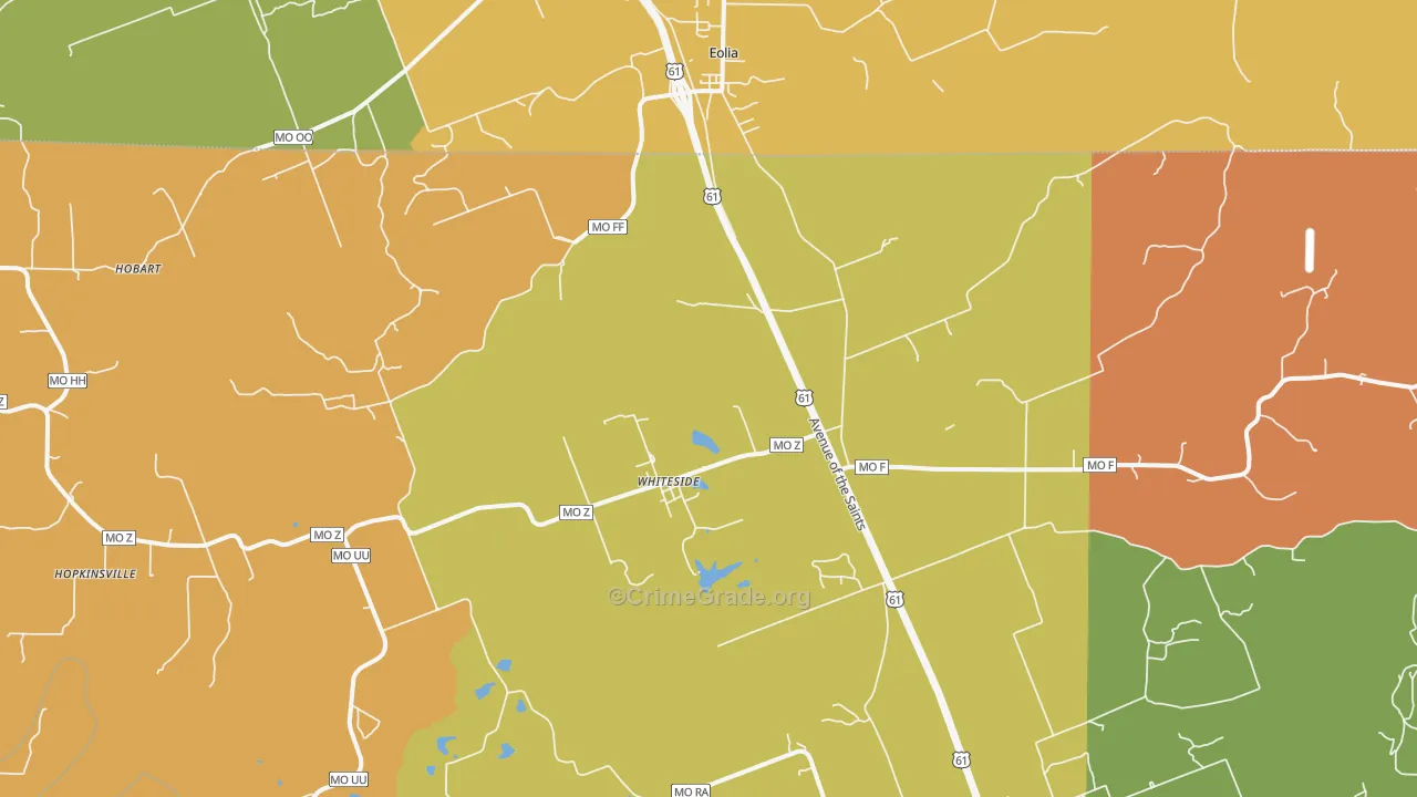 Whiteside, MO Map of Assault Rates