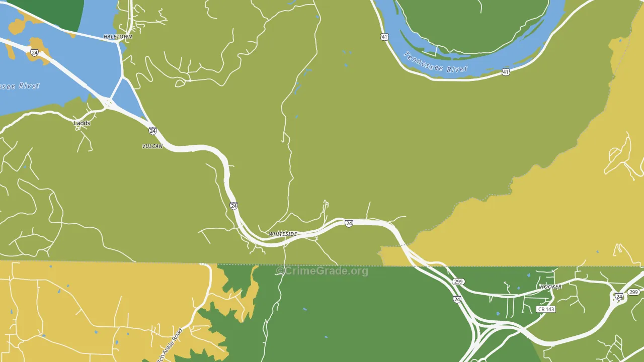 Whiteside, TN Map of Assault Rates